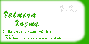 velmira kozma business card